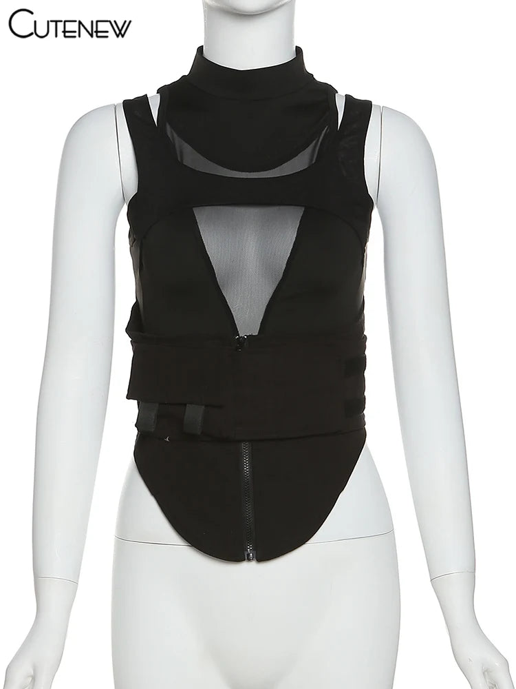 Sheer Tank Bicycle Belt Zip-up Vest