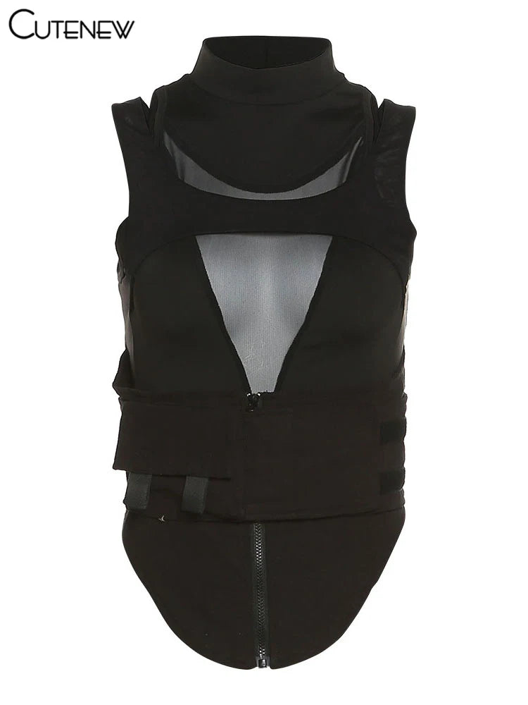 Sheer Tank Bicycle Belt Zip-up Vest