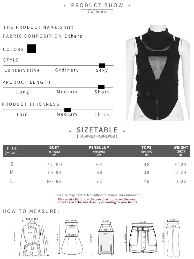 Sheer Tank Bicycle Belt Zip-up Vest