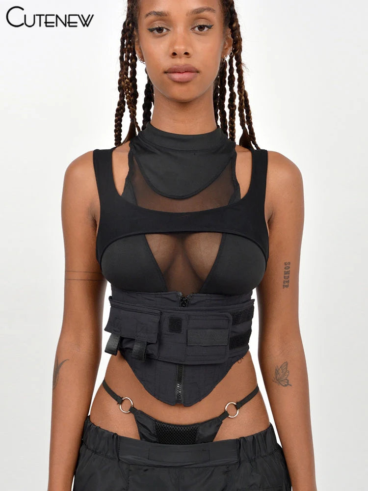 Sheer Tank Bicycle Belt Zip-up Vest