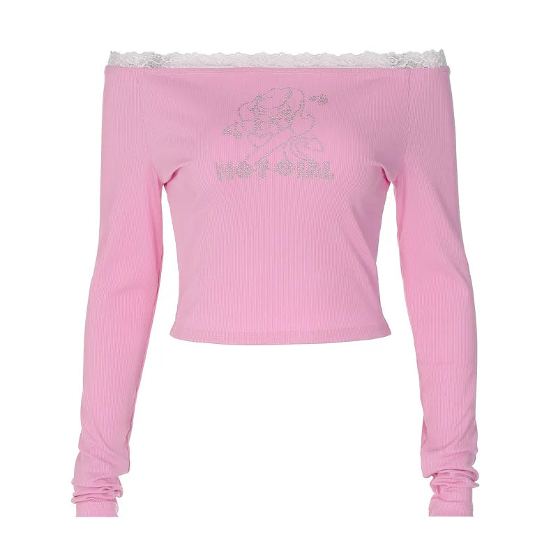 Rhinestone Pink Cutecore Y2k Top