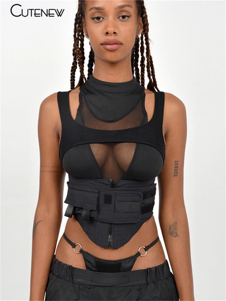 Sheer Tank Bicycle Belt Zip-up Vest