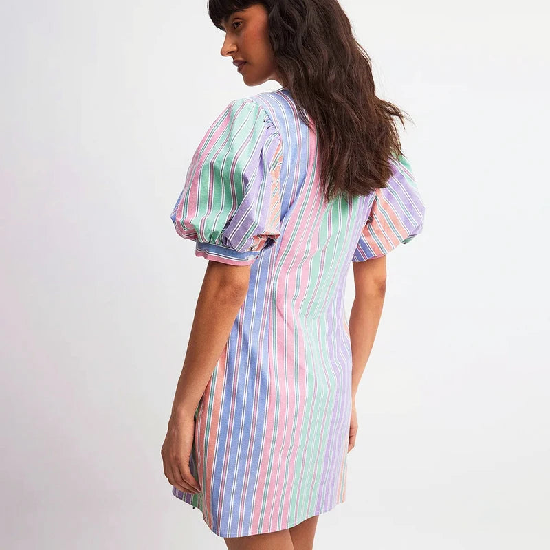 Rainbow Summer Puff Dress