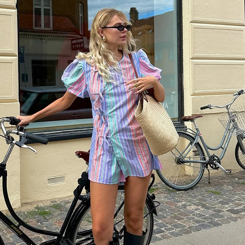 Rainbow Summer Puff Dress