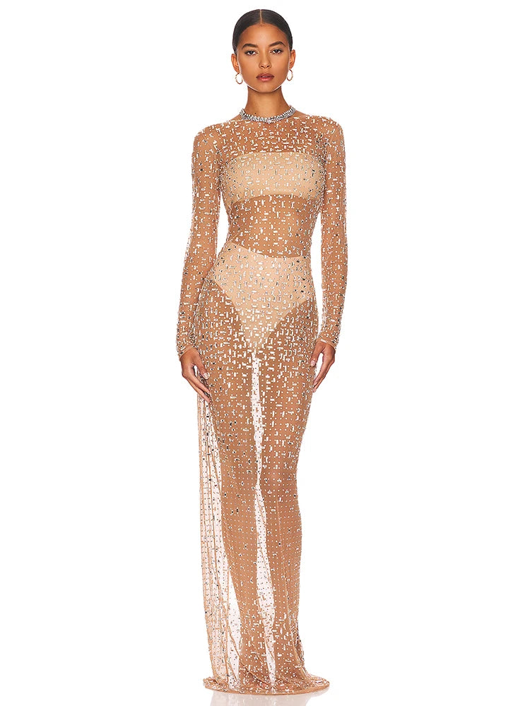 Vogue Crystal Diamond Long Dress