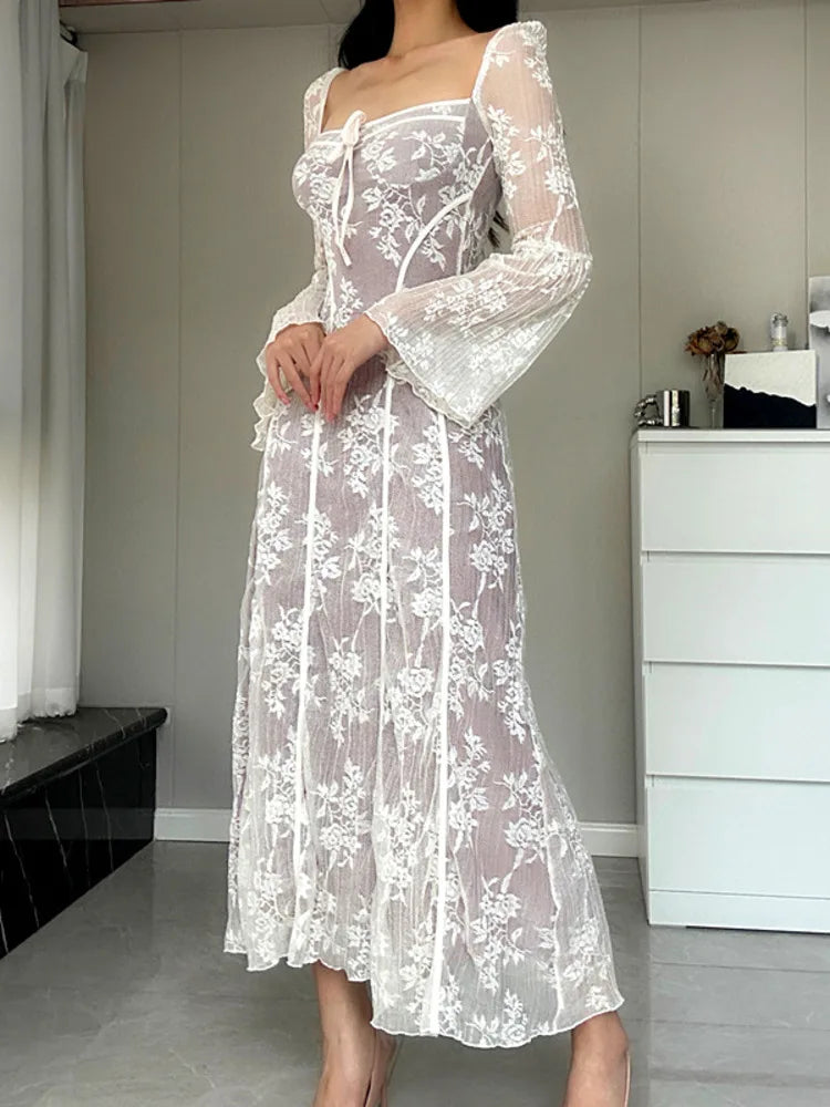 Sexy Lace Backless Slim Dress