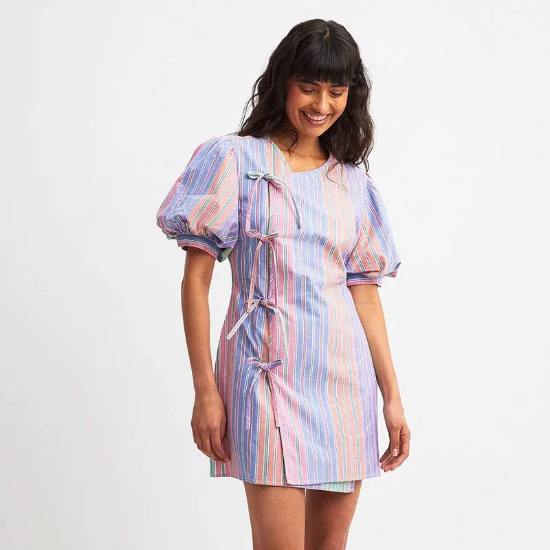 Rainbow Summer Puff Dress