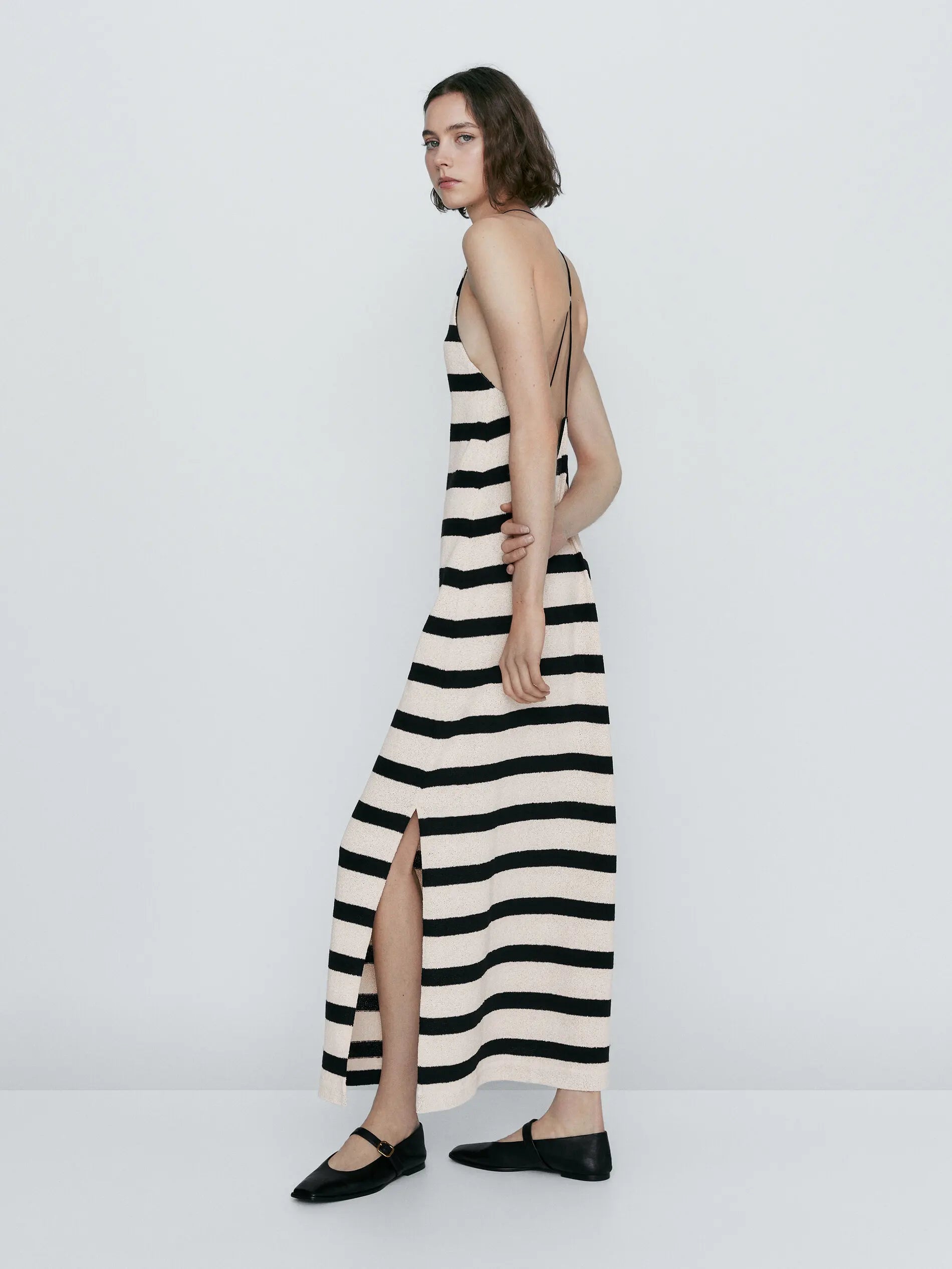 Washington striped halter dress