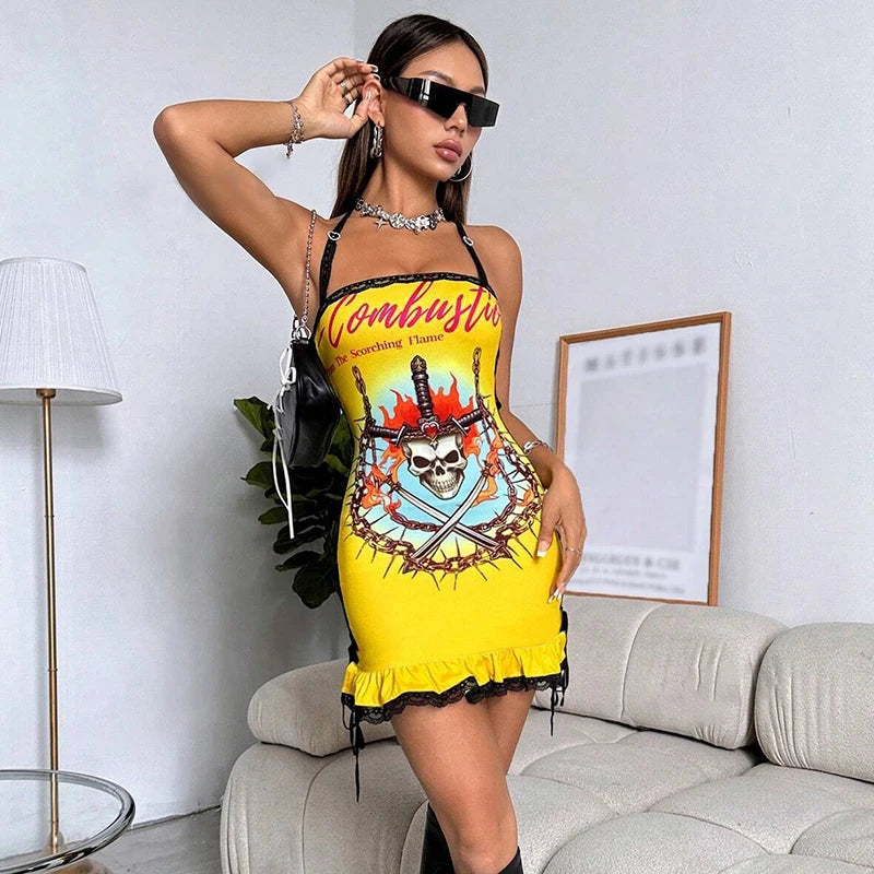 Y2K Skull Mini Dress