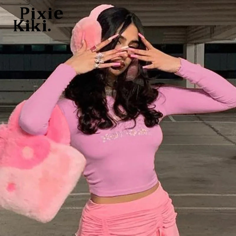 Rhinestone Pink Cutecore Y2k Top